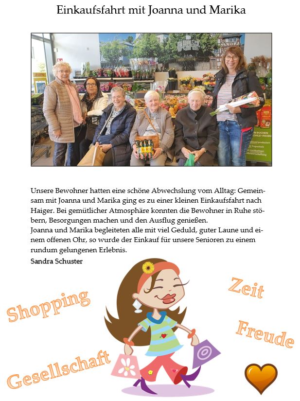 Einkaufsfahrt mit Joanna und Marika