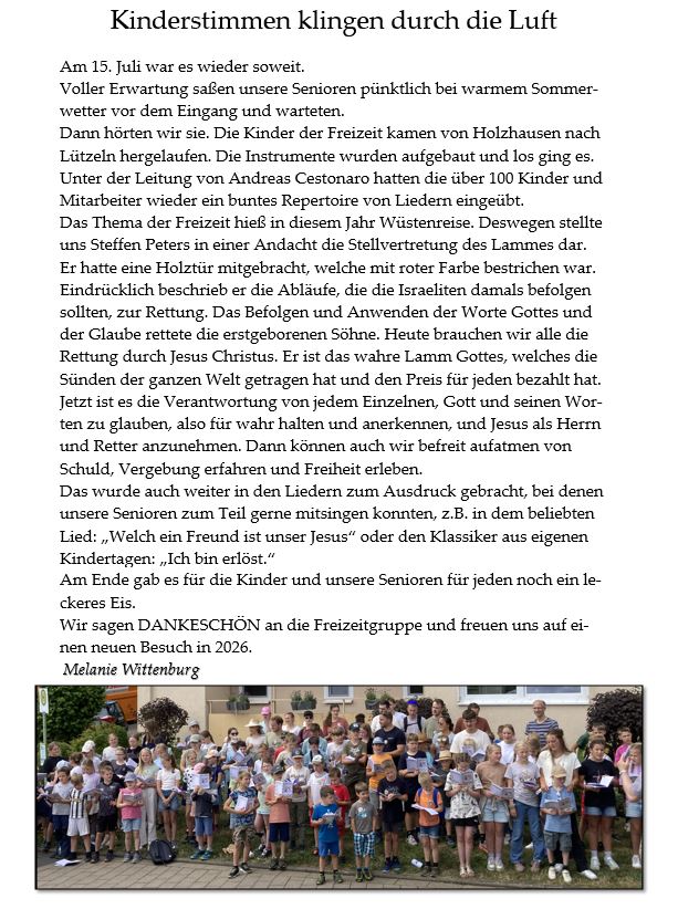 Kinderstimmen klingen durch die Luft